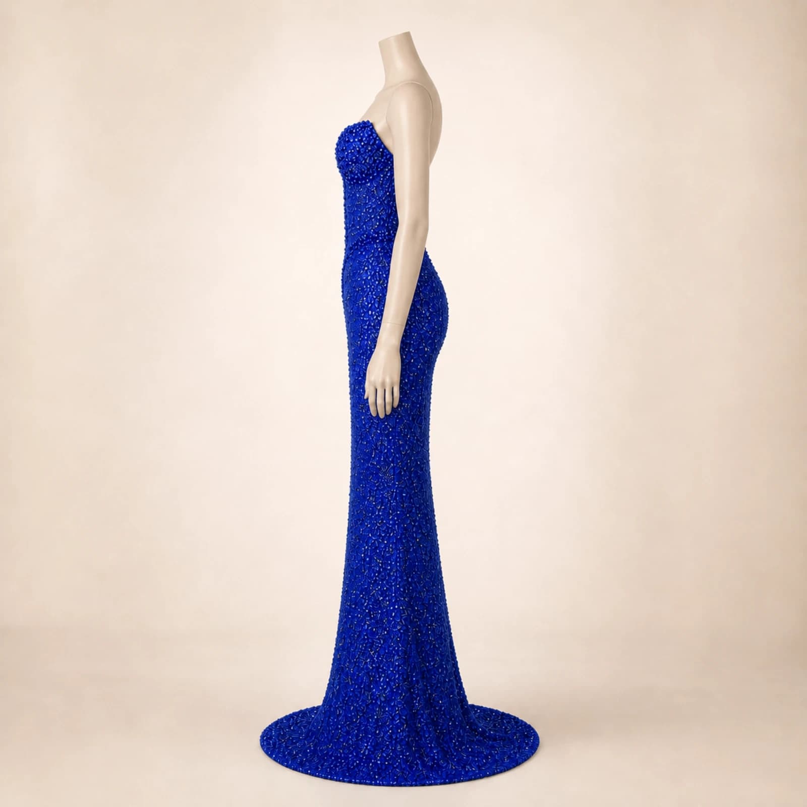 Marielle Blue Crystal Mermaid Gown, view 4