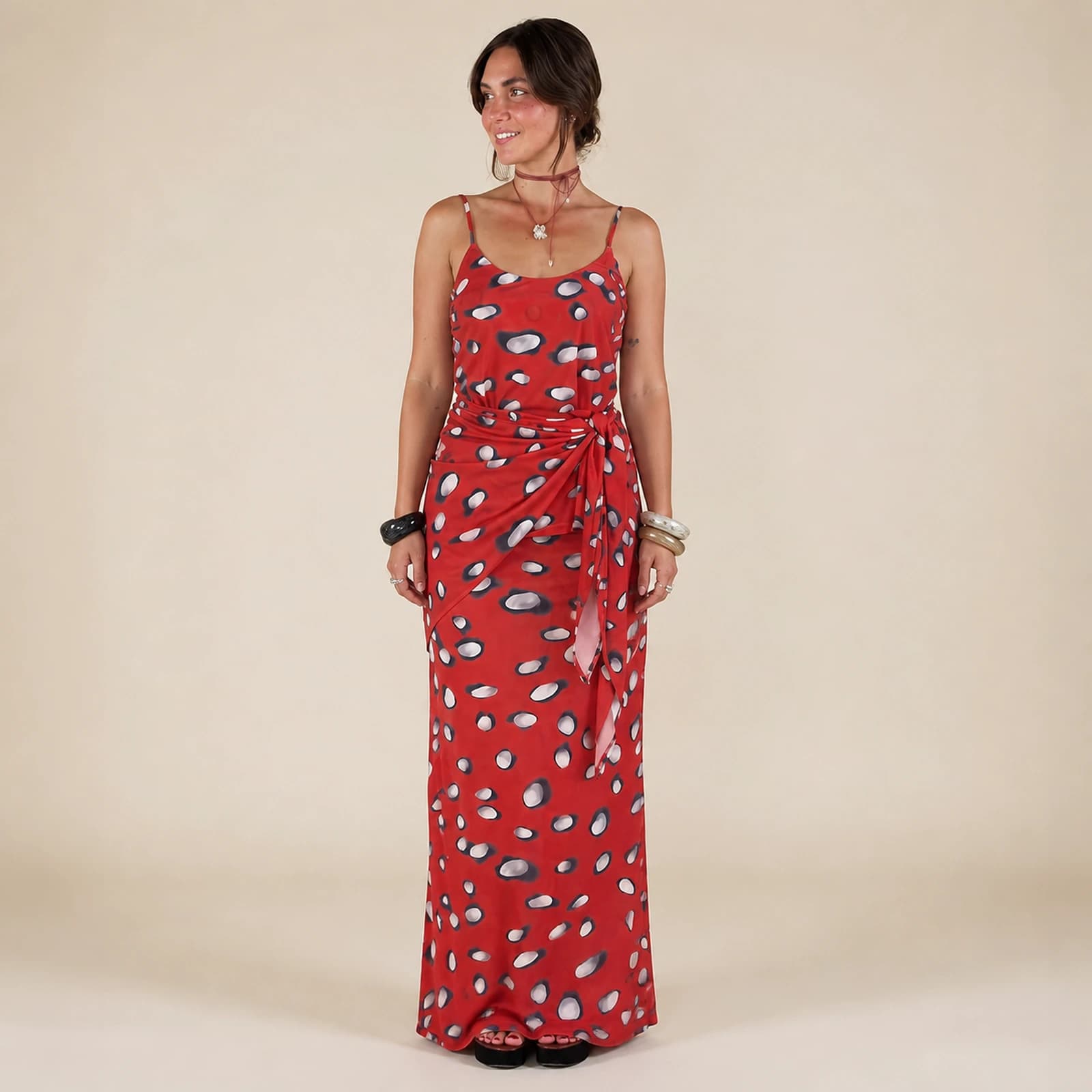 Maven Ruby Leopard Satin Maxi Set