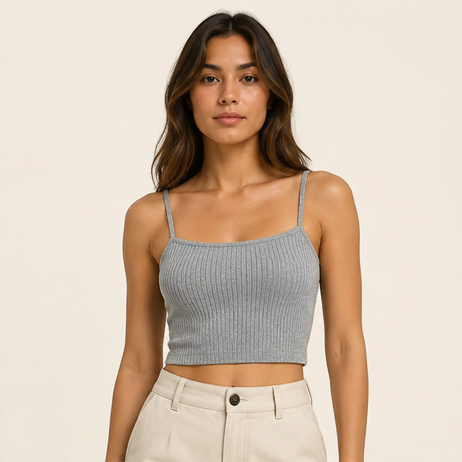 Mist Slate Ribbed Tank Top, view 1