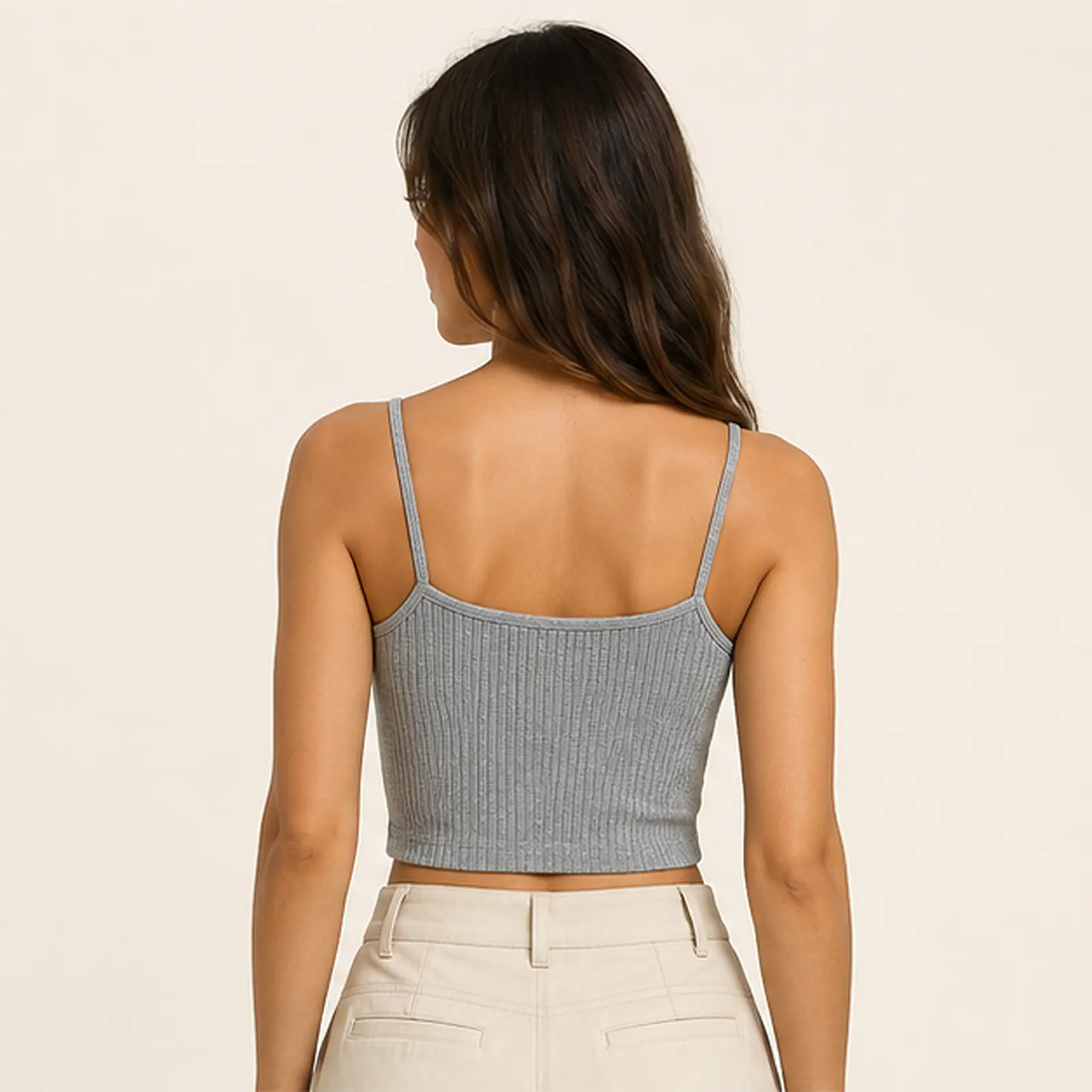 Mist Slate Ribbed Tank Top, view 2