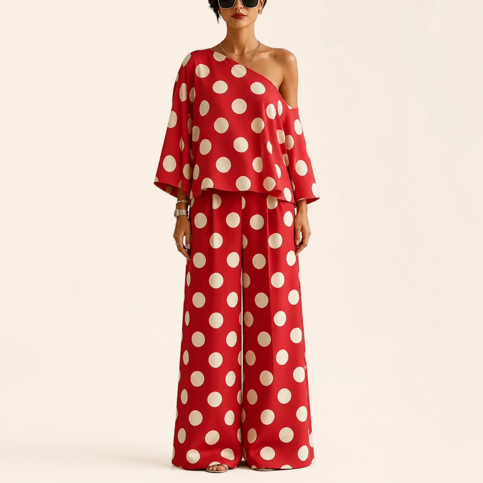 Nadia Red Polka-Dot Resort Set