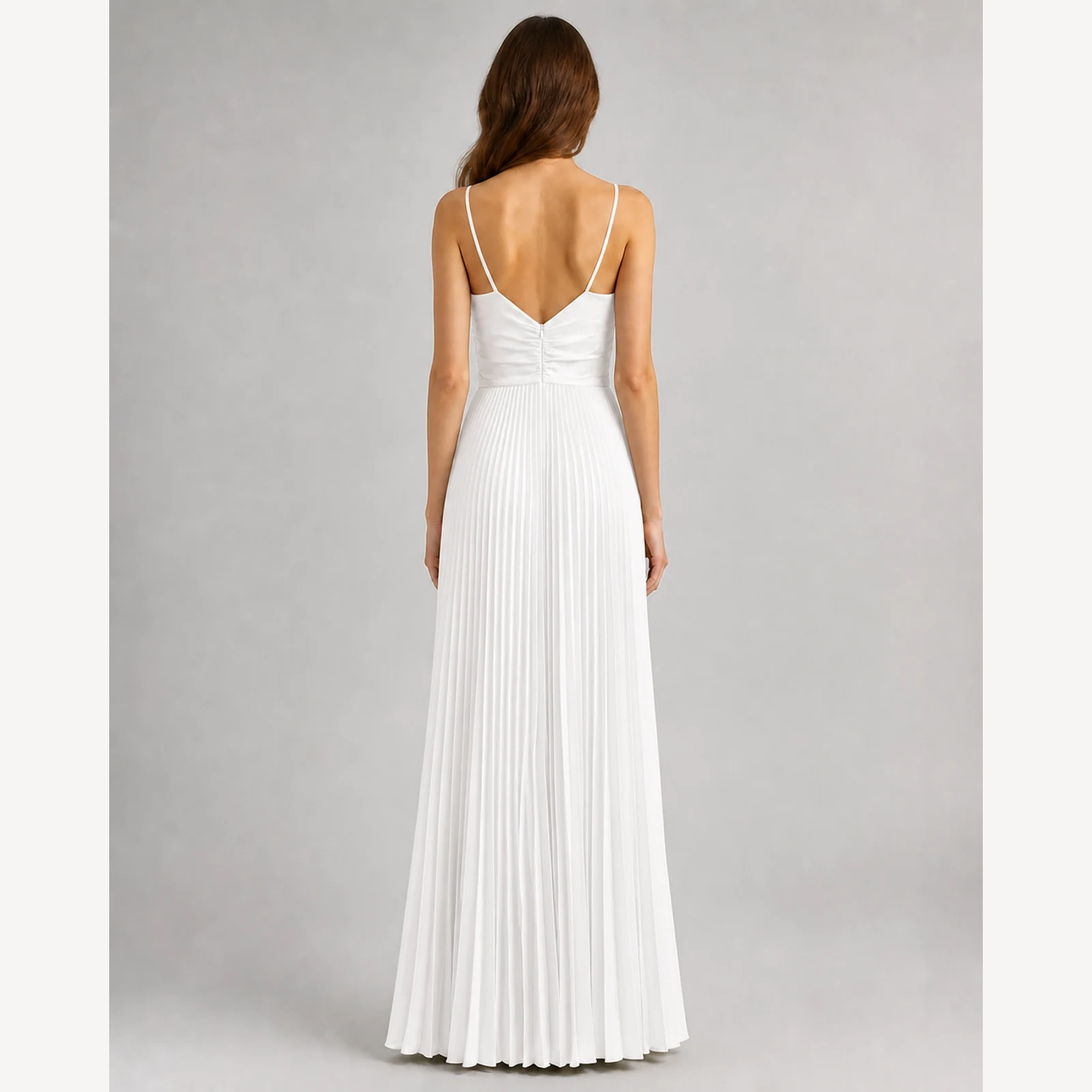 Nerissa White Pleated Evening Gown, view 2