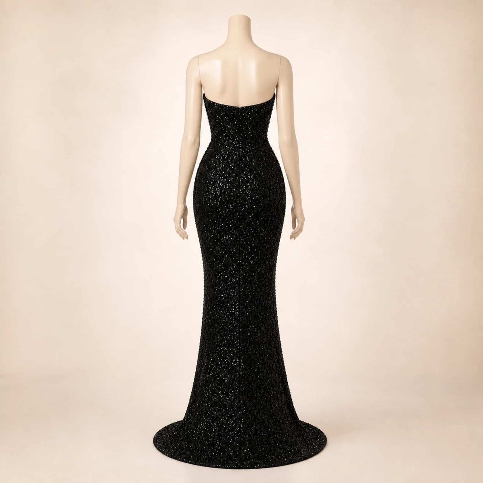 Noelle Black Crystal Mermaid Gown, view 2