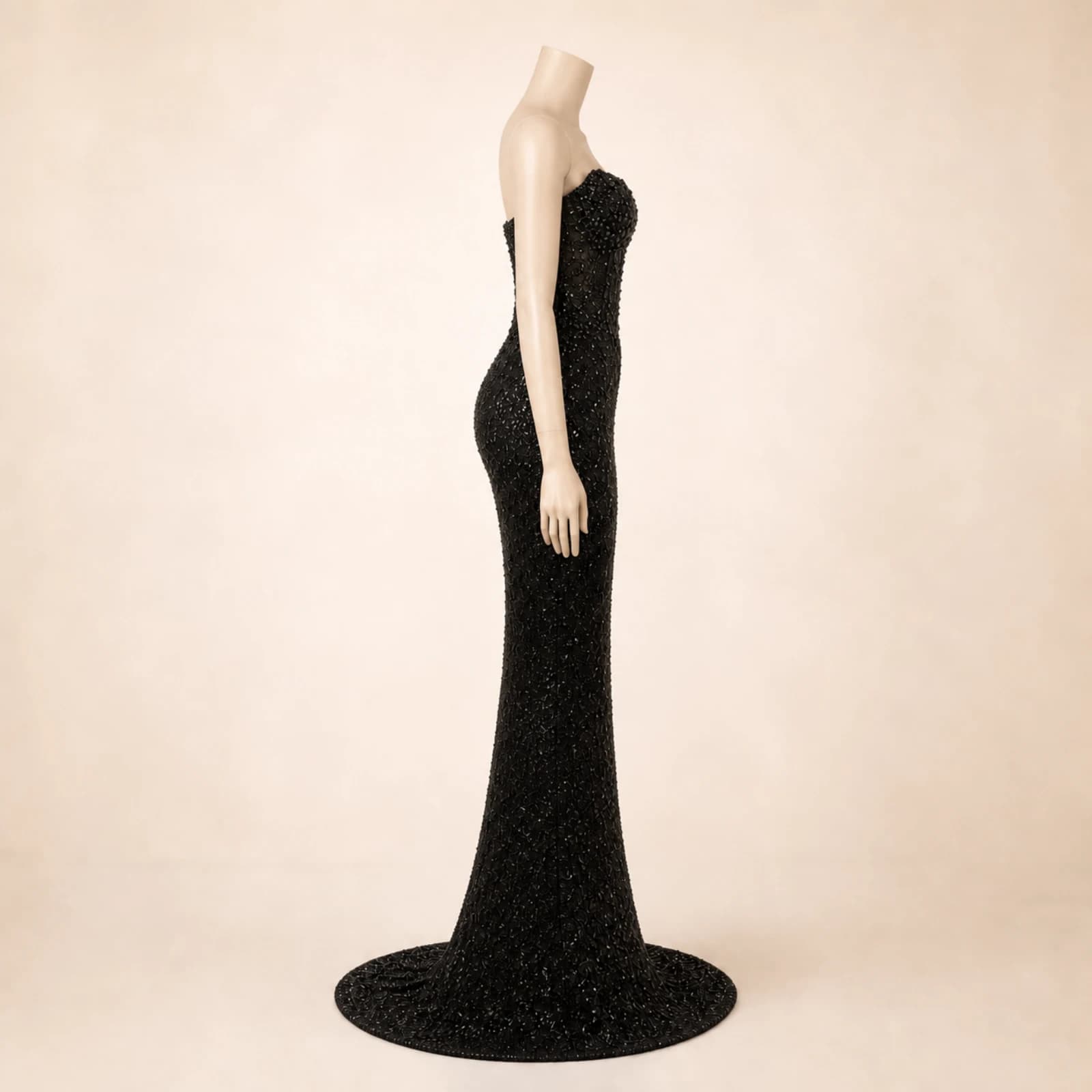 Noelle Black Crystal Mermaid Gown, view 3
