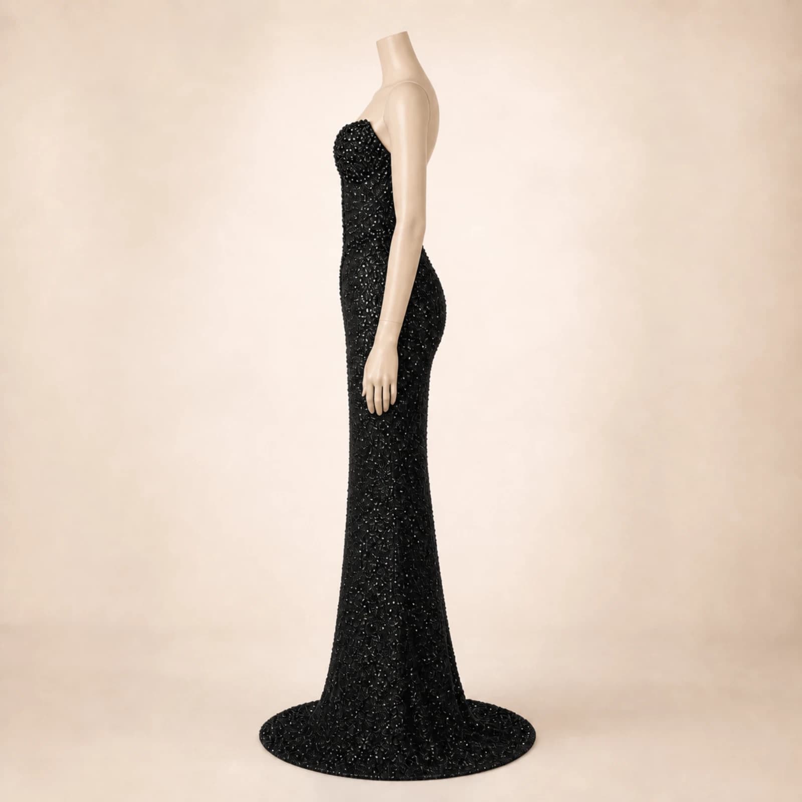 Noelle Black Crystal Mermaid Gown, view 4