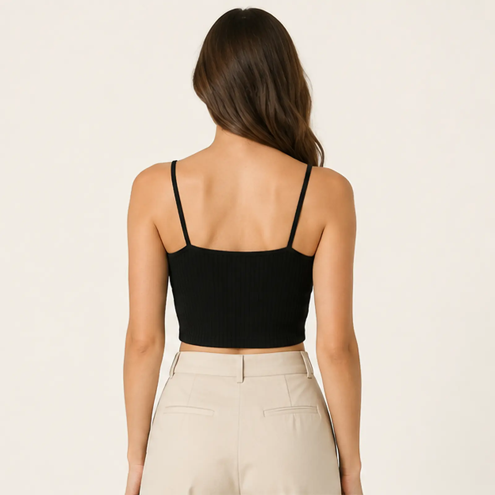 Nox Black Ribbed Tank Top, view 2