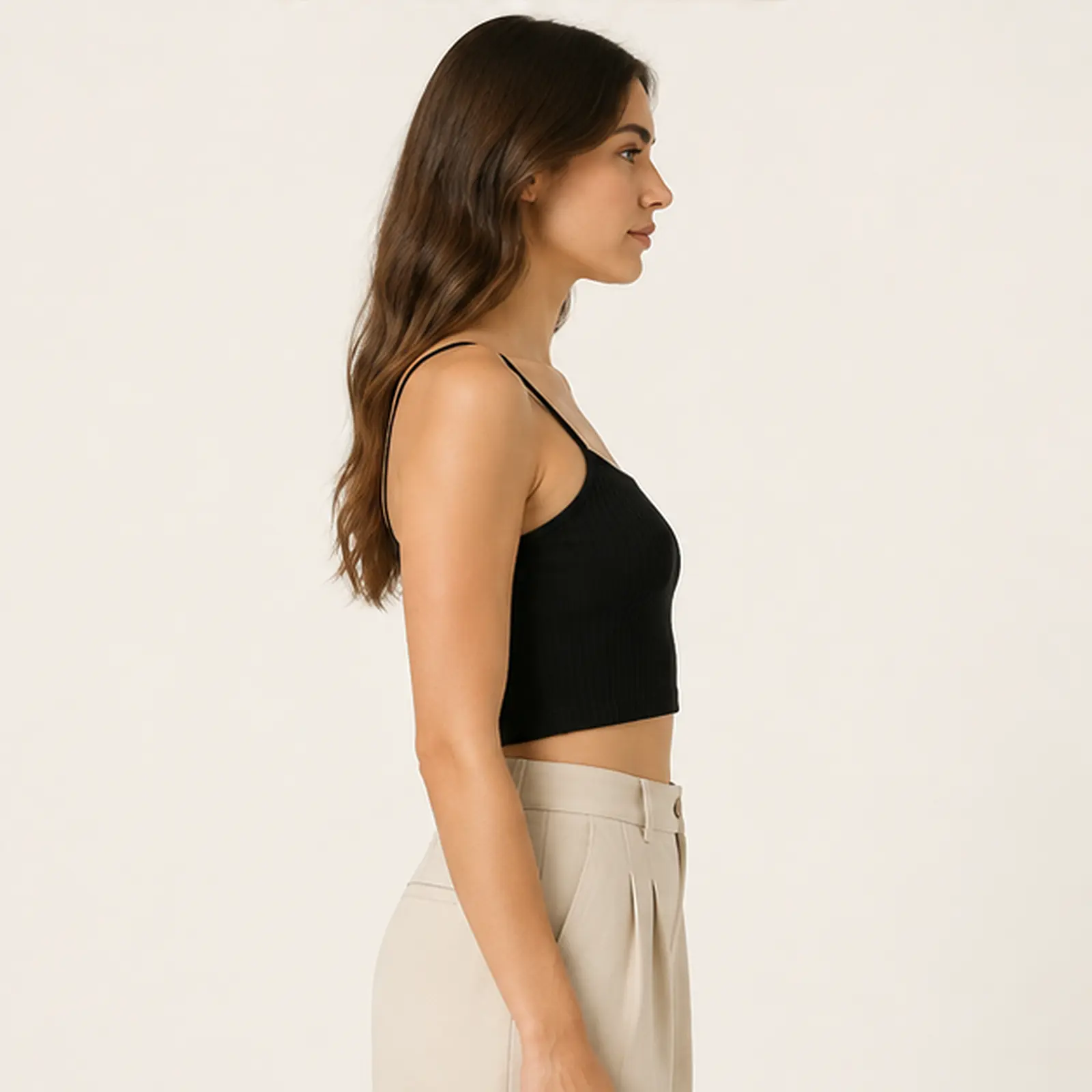 Nox Black Ribbed Tank Top, view 4
