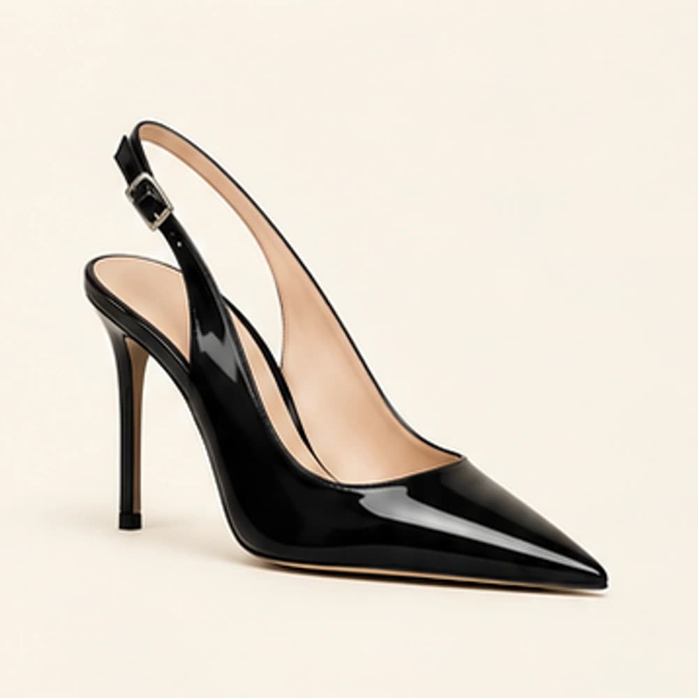 Onyx Patent Slingback — 10 cm, view 1