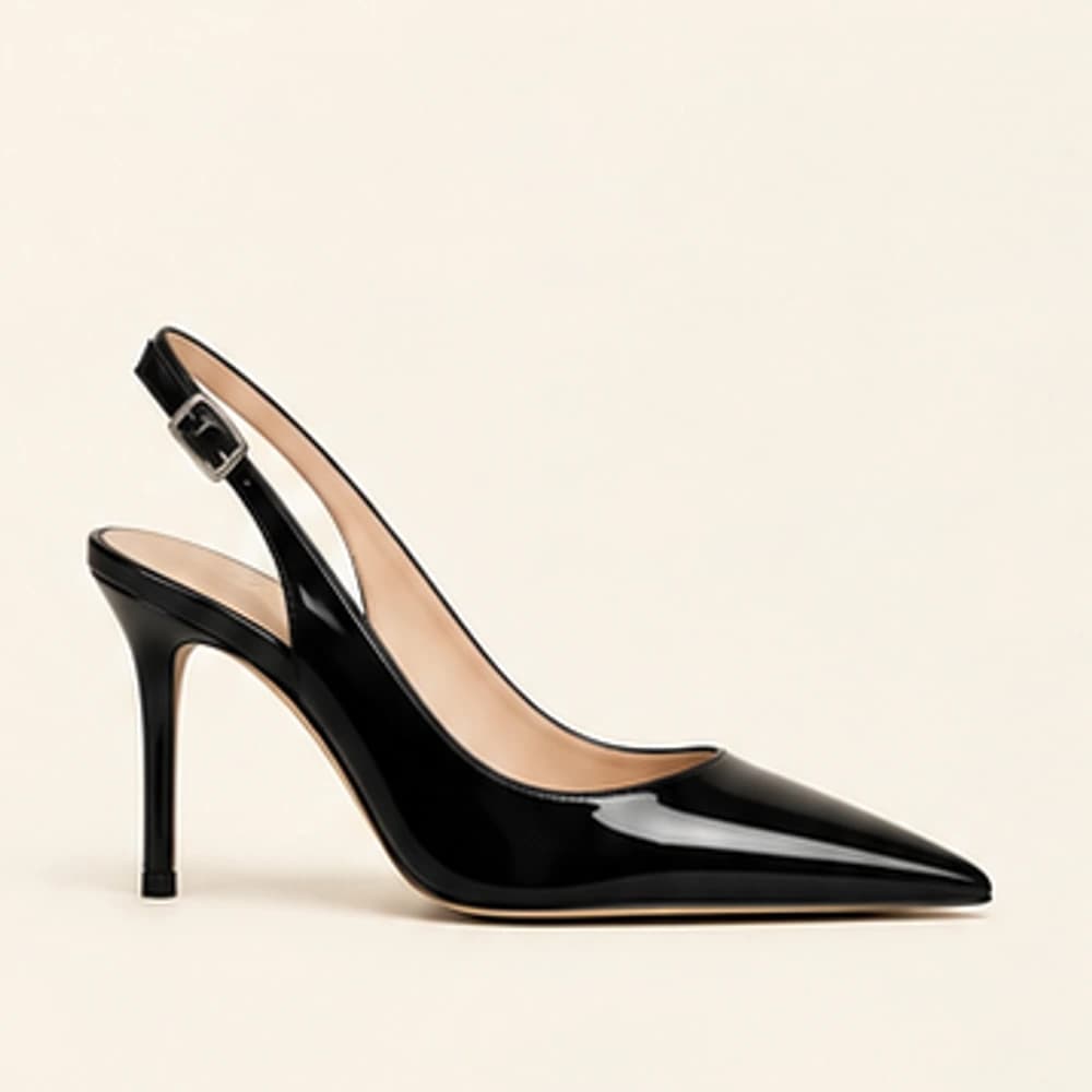 Onyx Patent Slingback — 10 cm, view 2