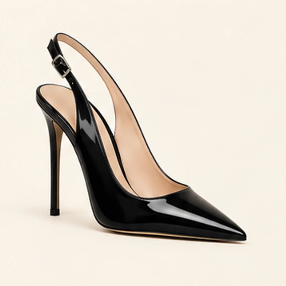 Onyx Patent Slingback — 12 cm, view 1