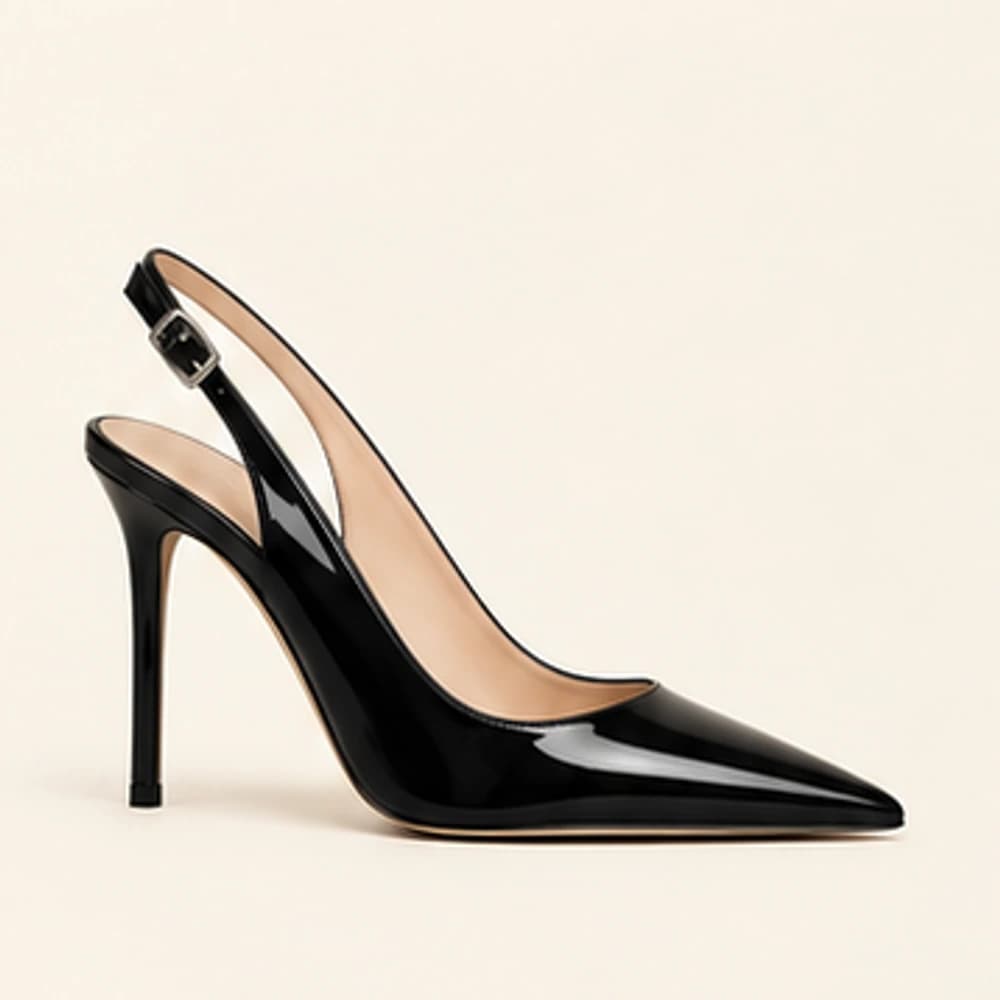 Onyx Patent Slingback — 12 cm, view 2
