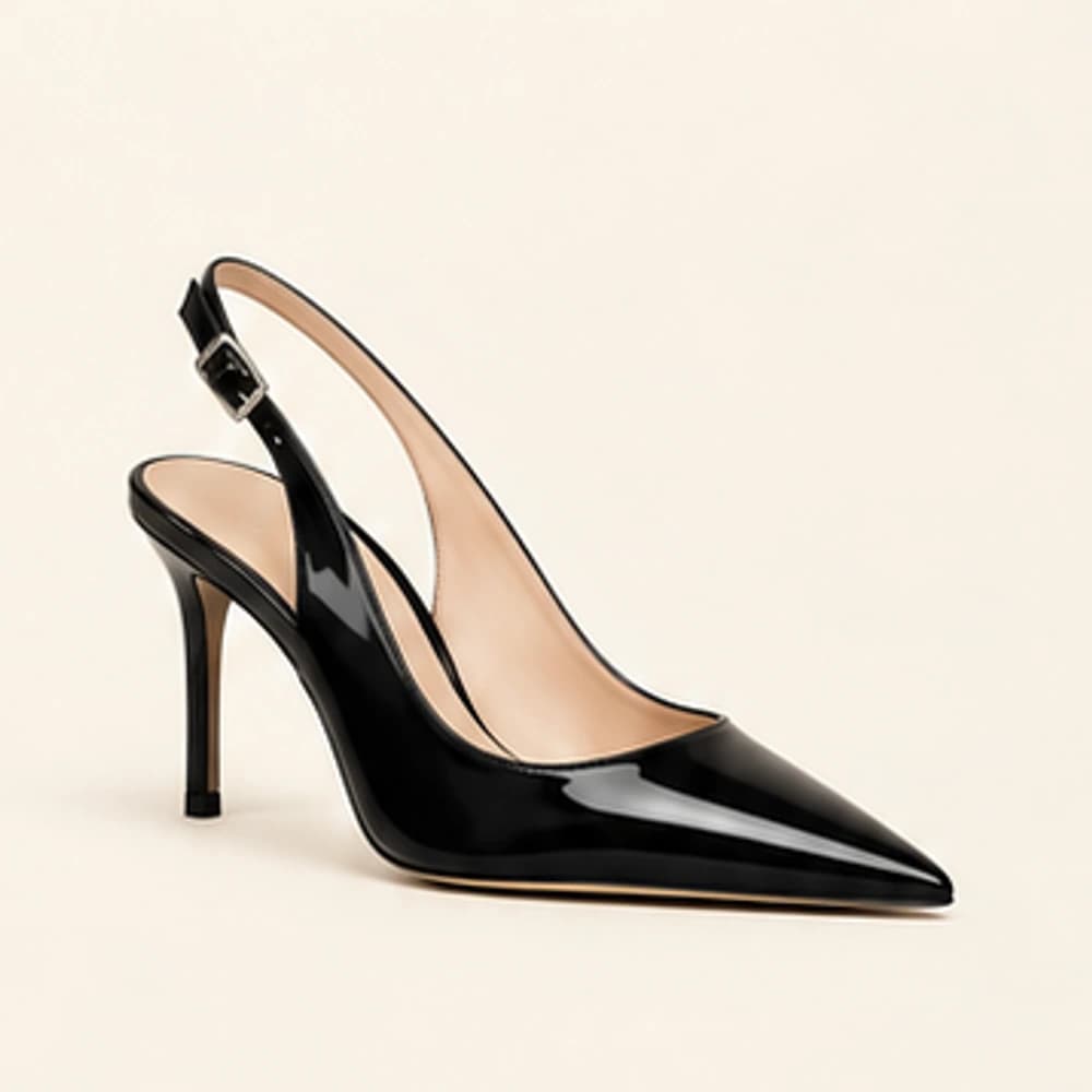 Onyx Patent Slingback — 8 cm, view 1