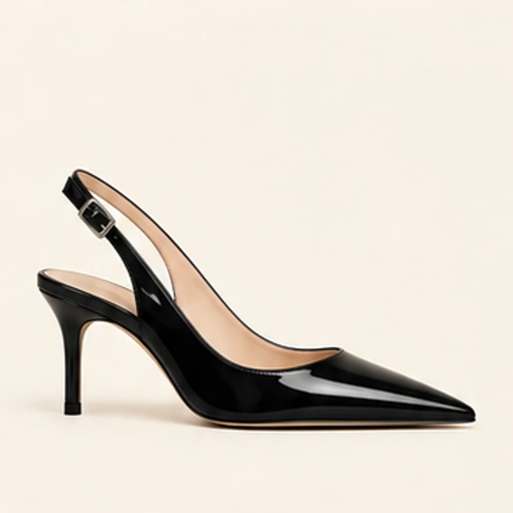 Onyx Patent Slingback — 8 cm, view 2