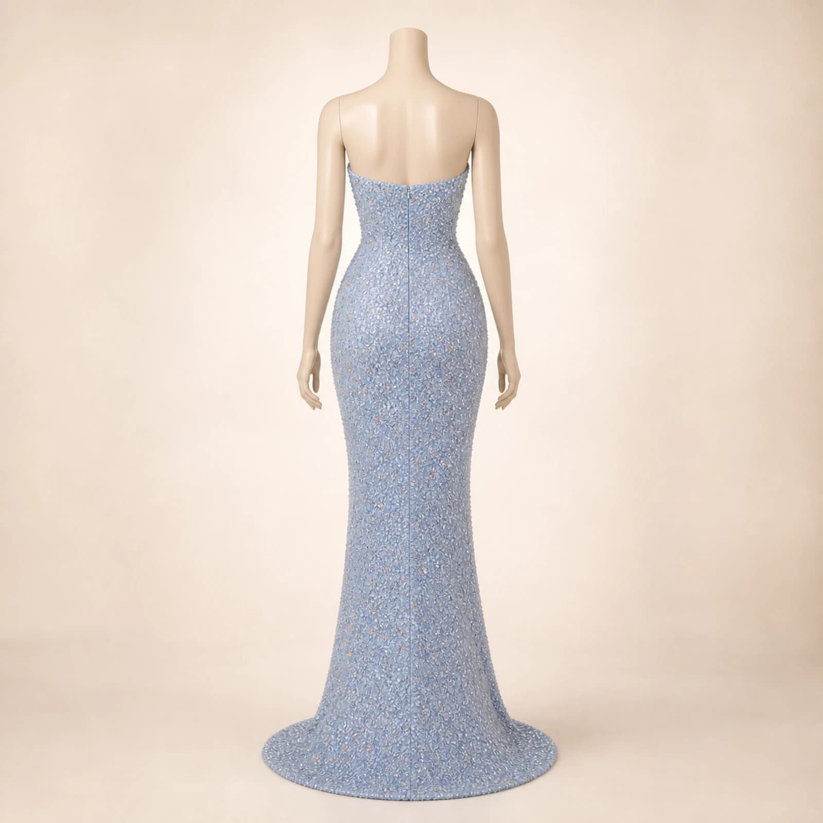 Opaline Ice Blue Crystal Mermaid Gown, view 2