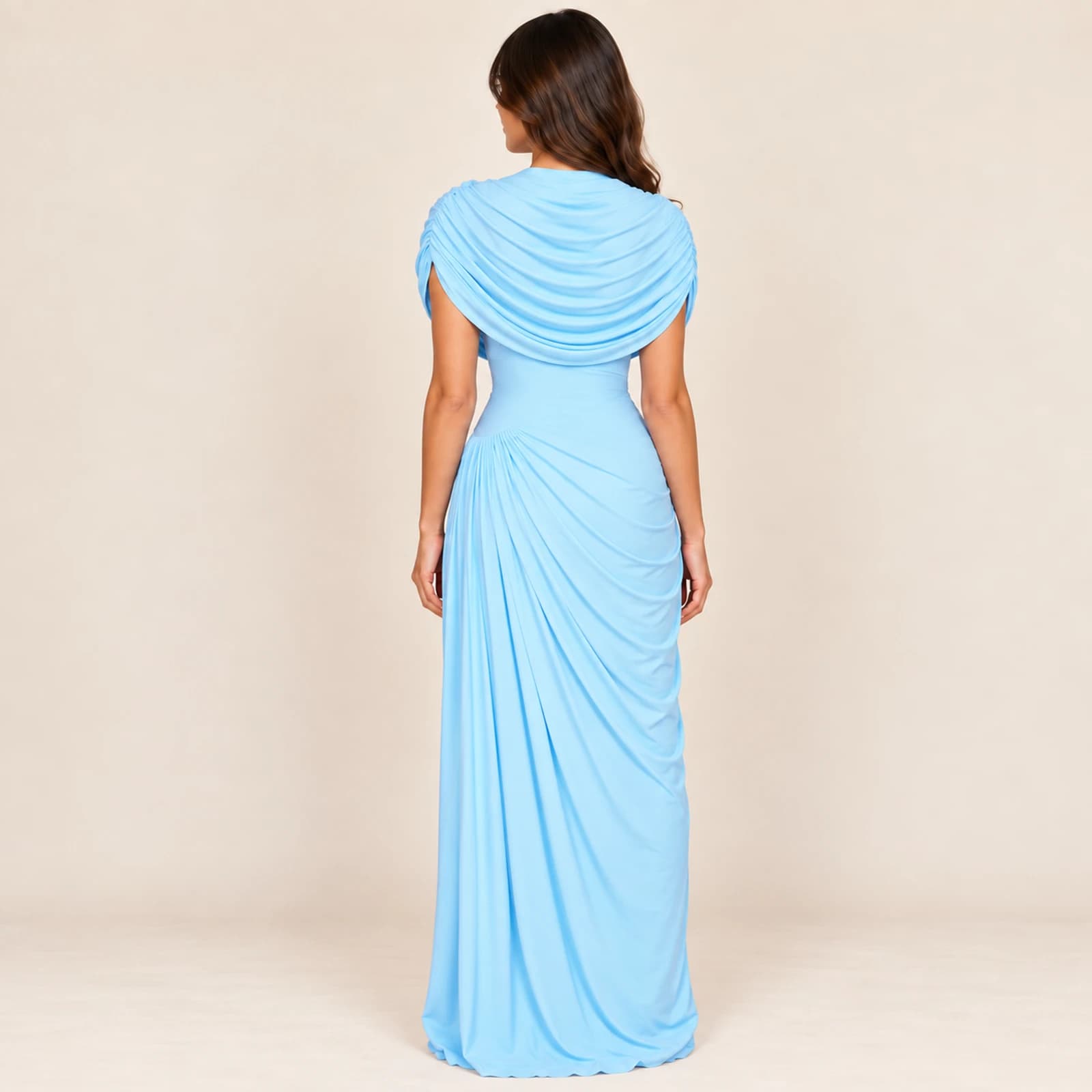 Orielle Draped Maxi Dress — Sky, view 2