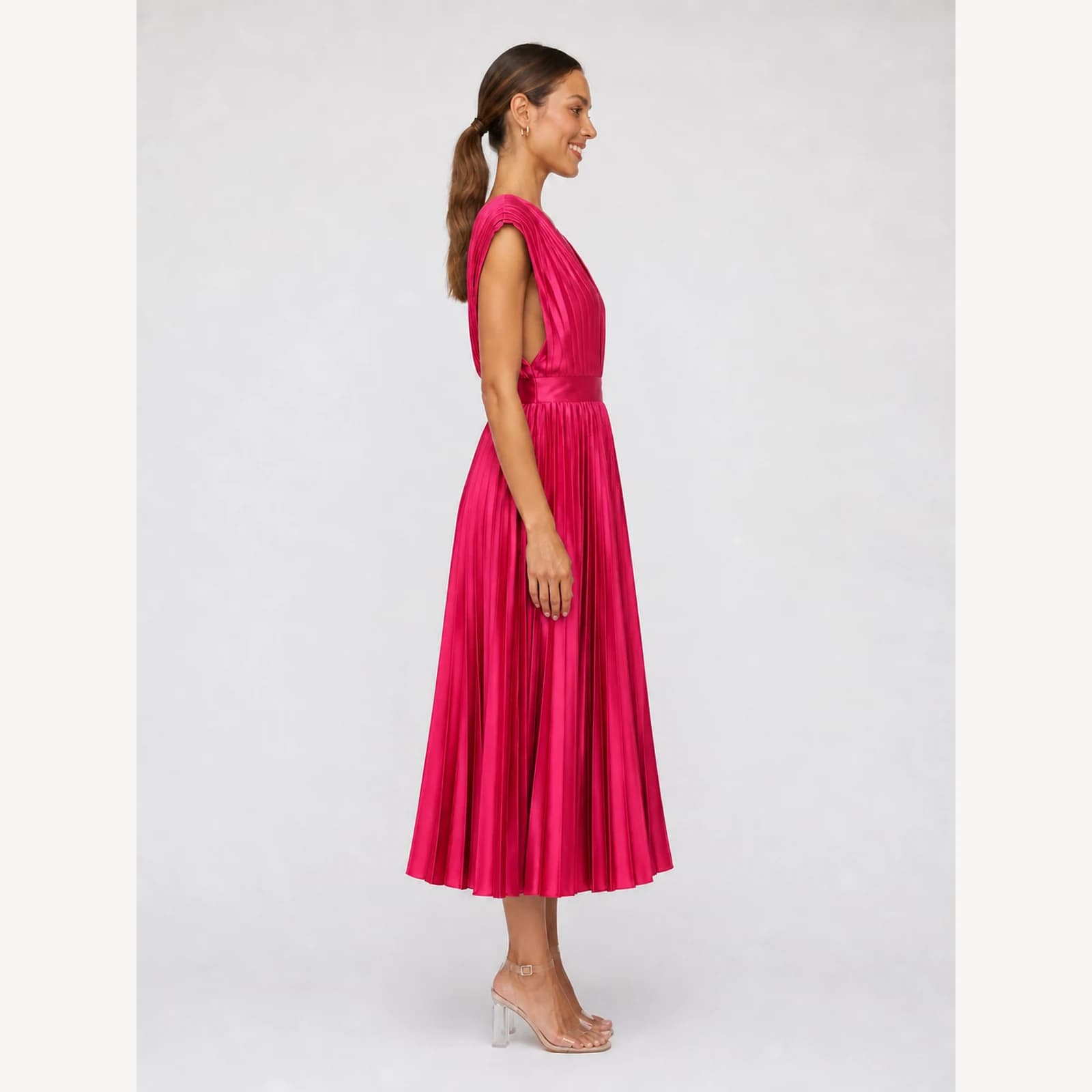 Ottilie Rose Pleated Midi Dress, view 4