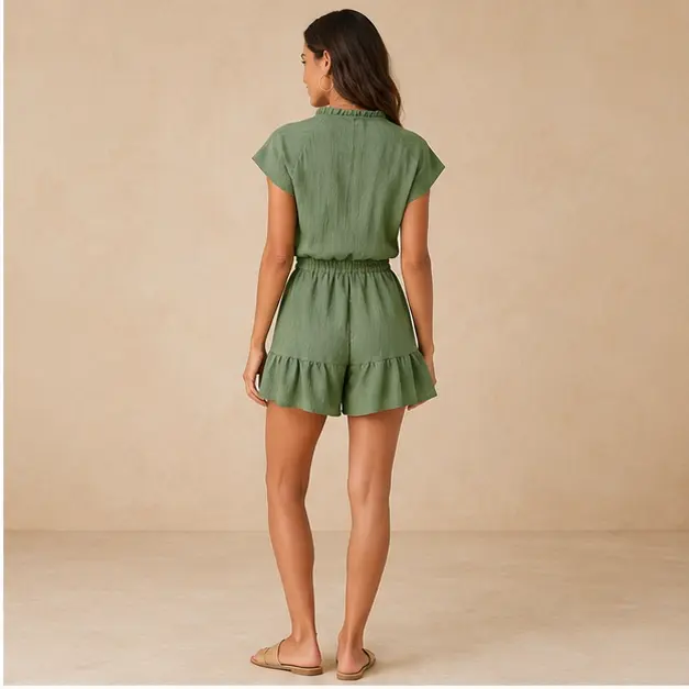 Palma Linen Romper, view 2