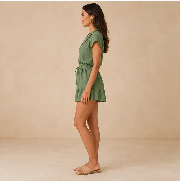 Palma Linen Romper, view 3