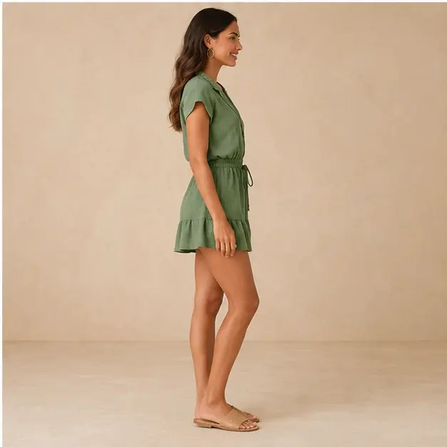 Palma Linen Romper, view 4