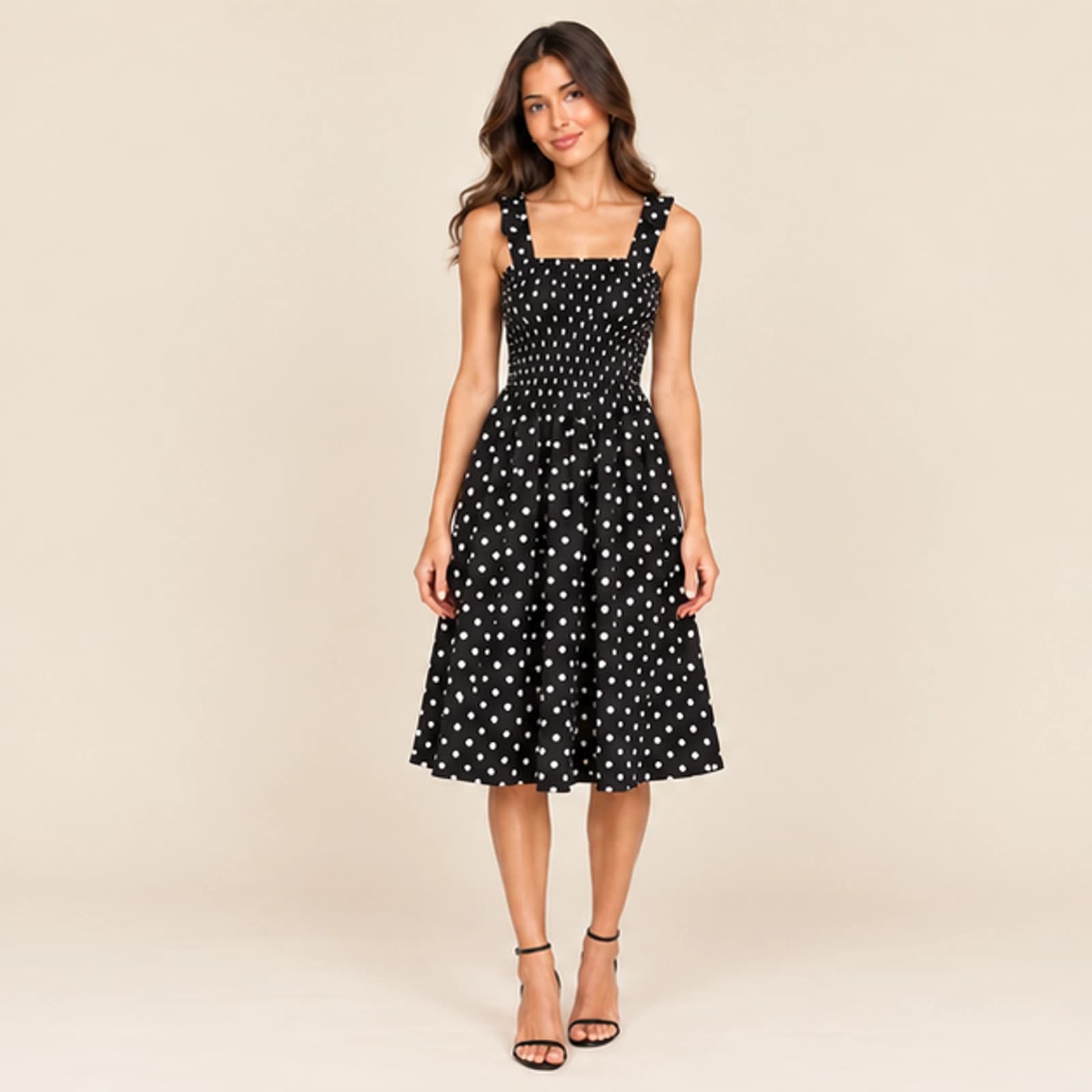 Rosalie Polka Dot Sundress — Black, view 1