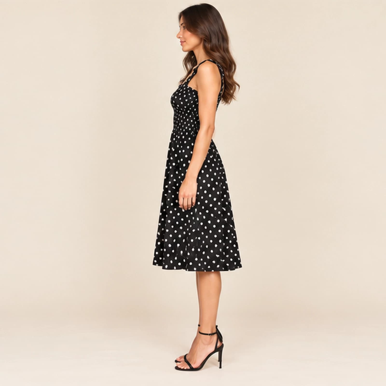 Rosalie Polka Dot Sundress — Black, view 3