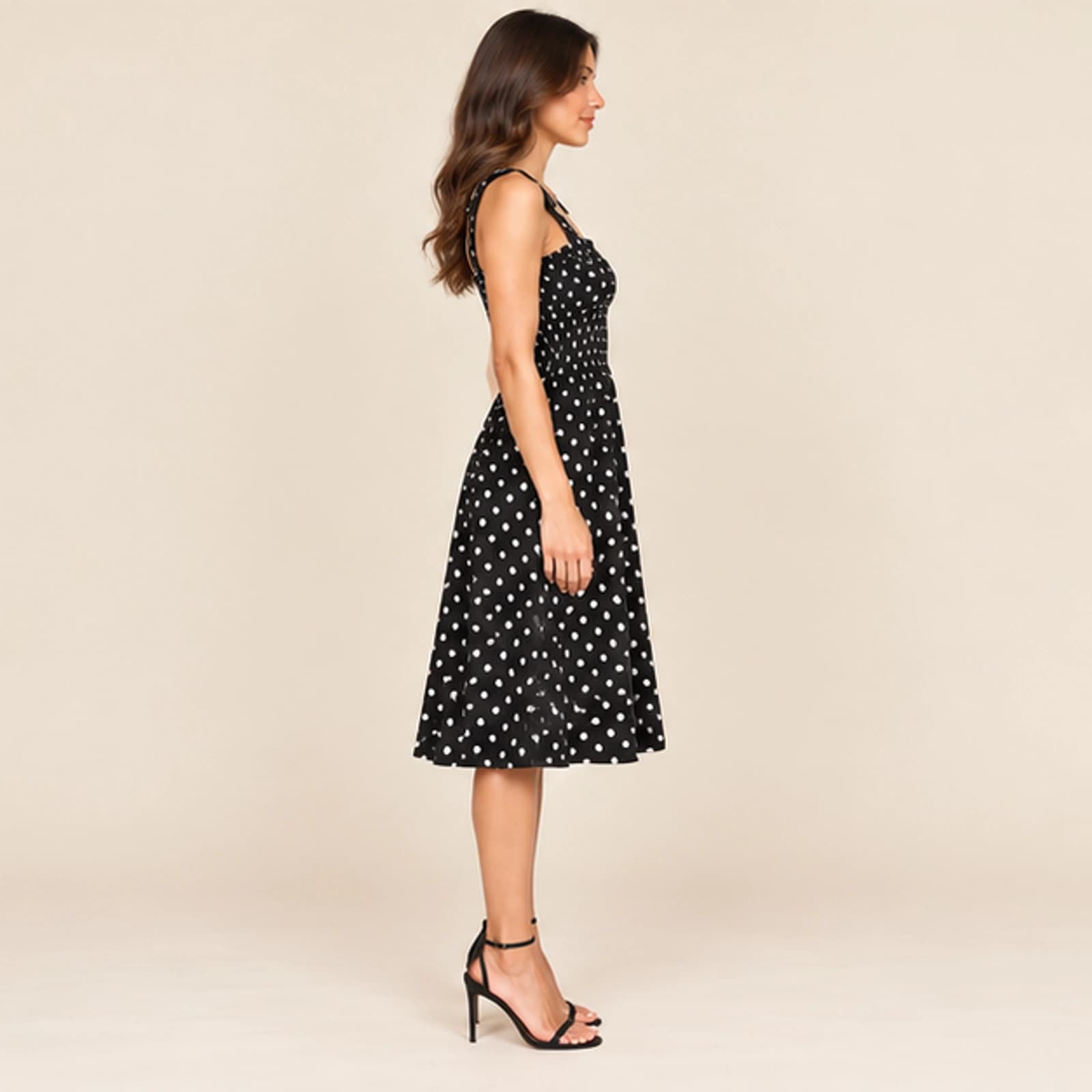 Rosalie Polka Dot Sundress — Black, view 4