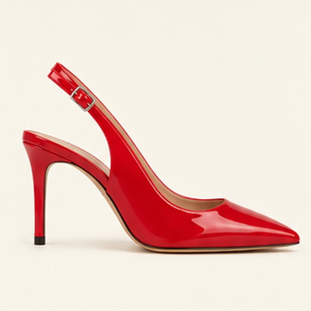Rouge Patent Slingback — 8 cm, view 2