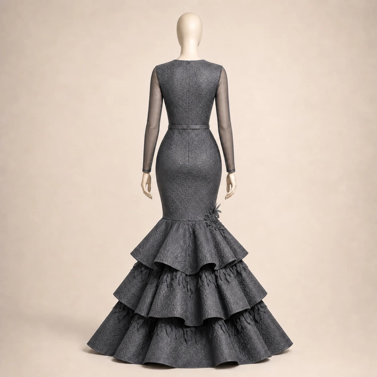 Sabine Gray Tiered Mermaid Gown, view 2