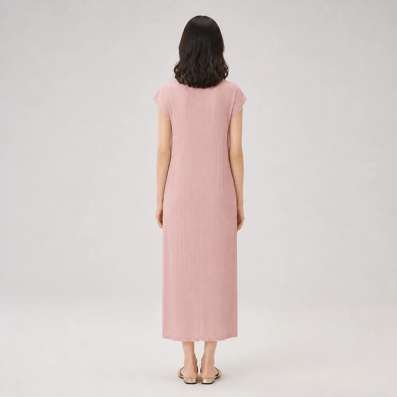 Selene Pink Pleated Midi Dress, view 2