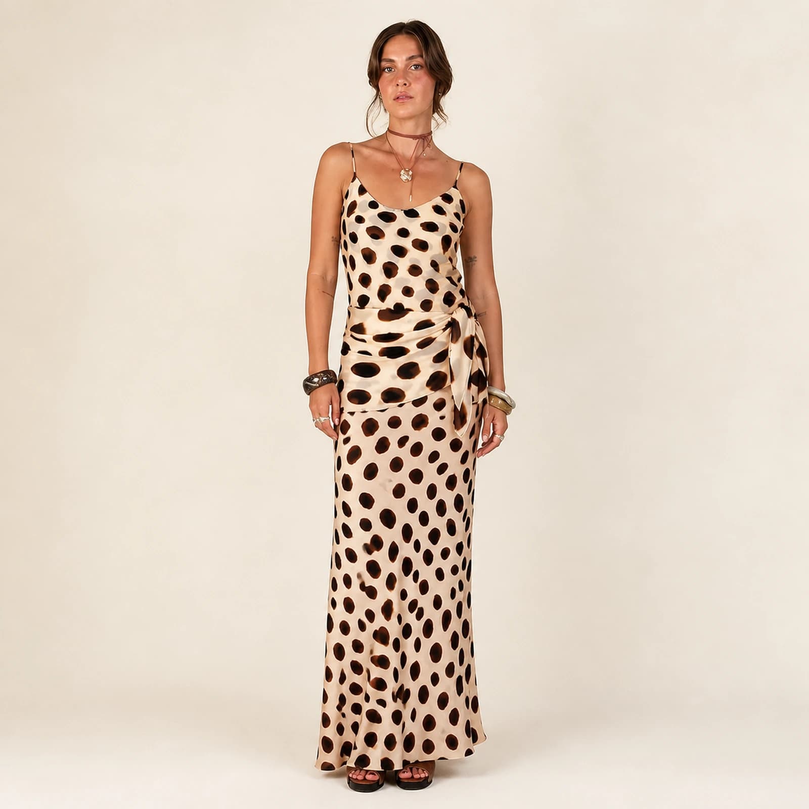 Suki Leopard Satin Maxi Set