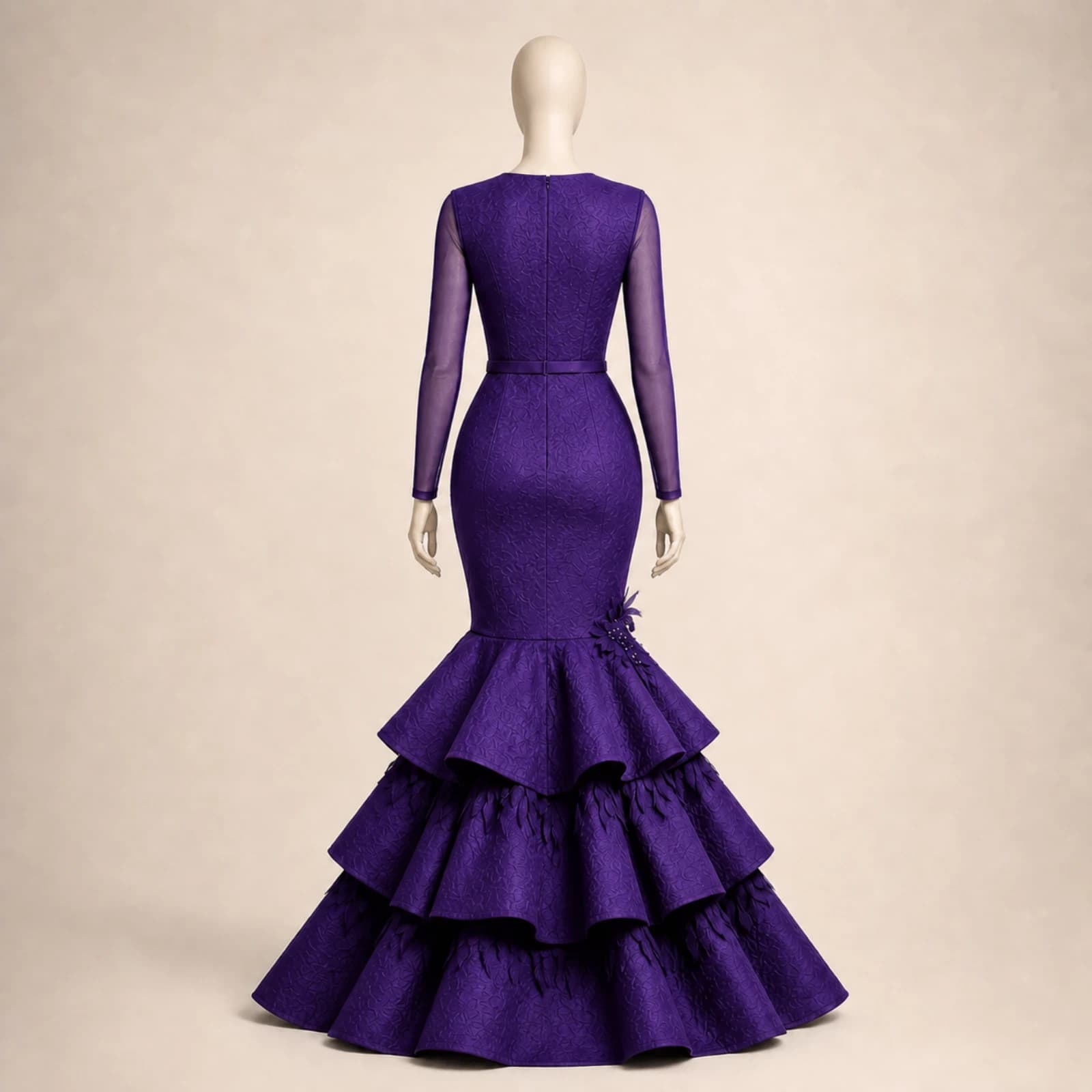 Tallulah Purple Tiered Mermaid Gown, view 2