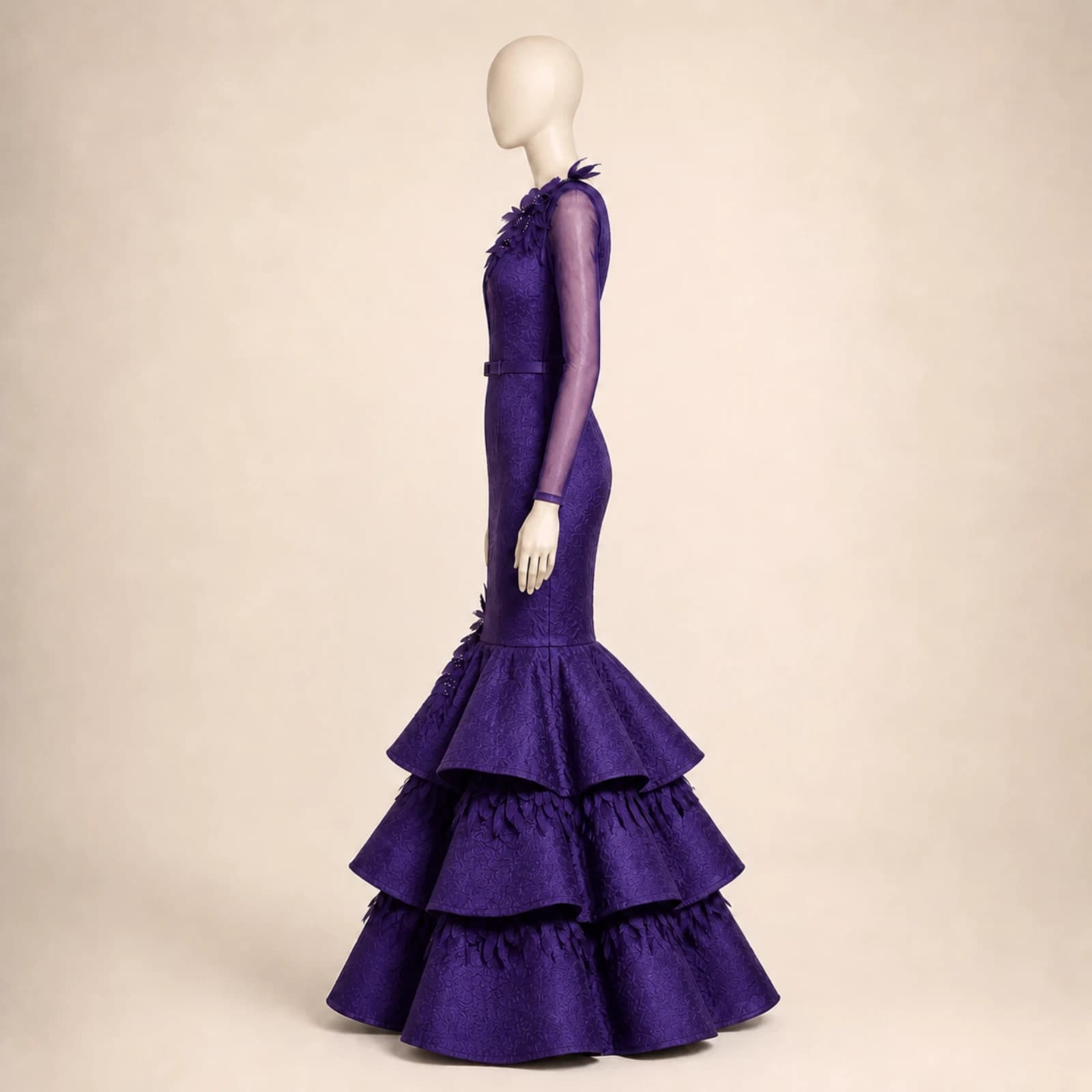 Tallulah Purple Tiered Mermaid Gown, view 3