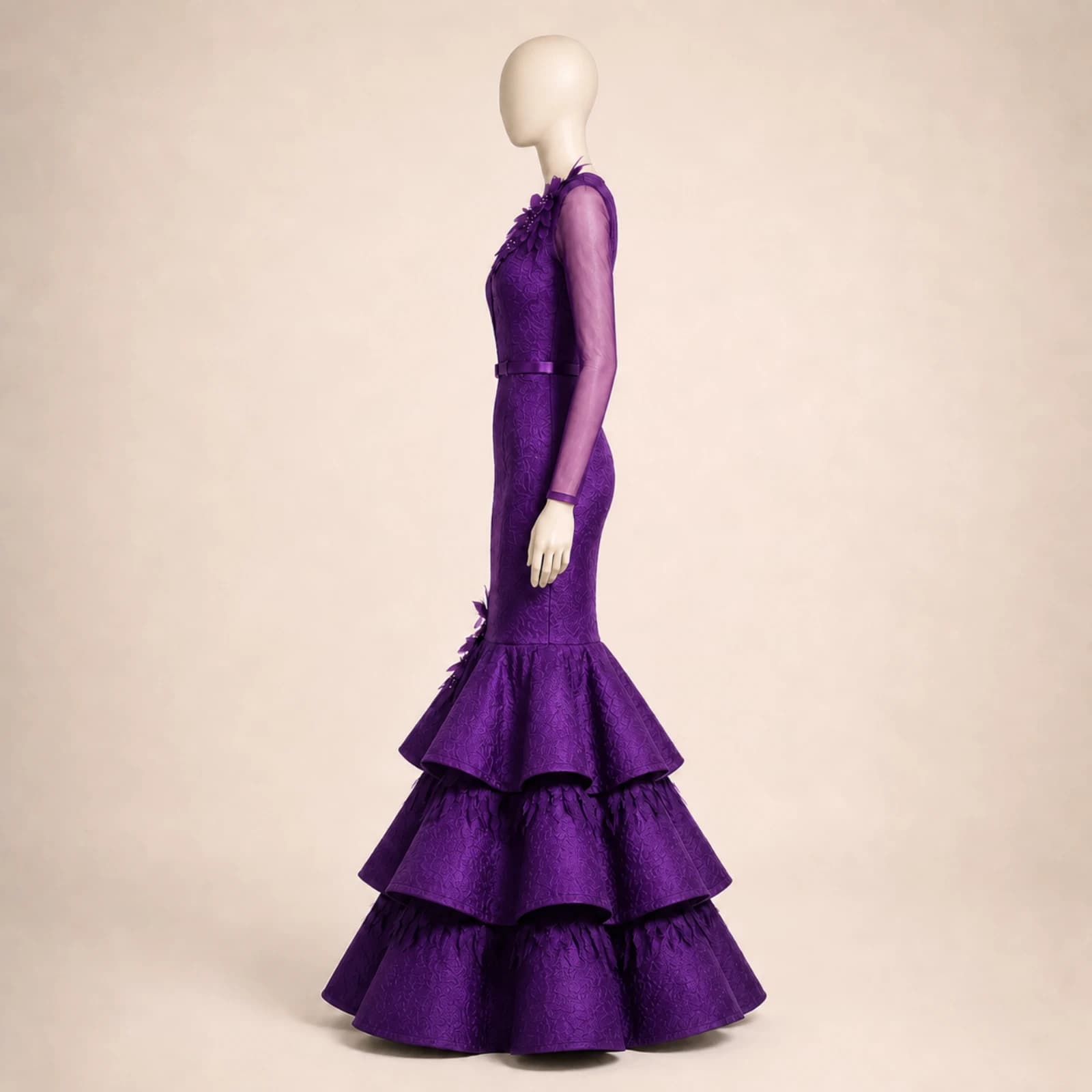 Tallulah Purple Tiered Mermaid Gown, view 4