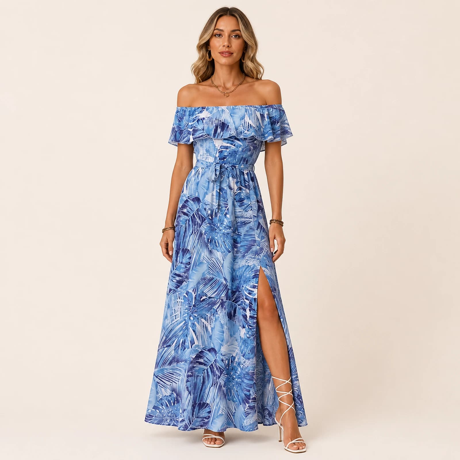Uma Sky Palm Maxi Dress