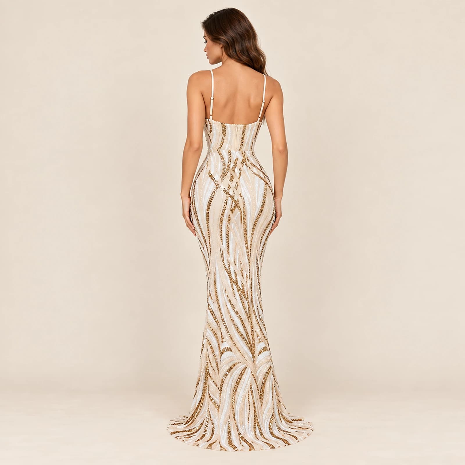 Veloria Sequin Gown — Gold, view 2
