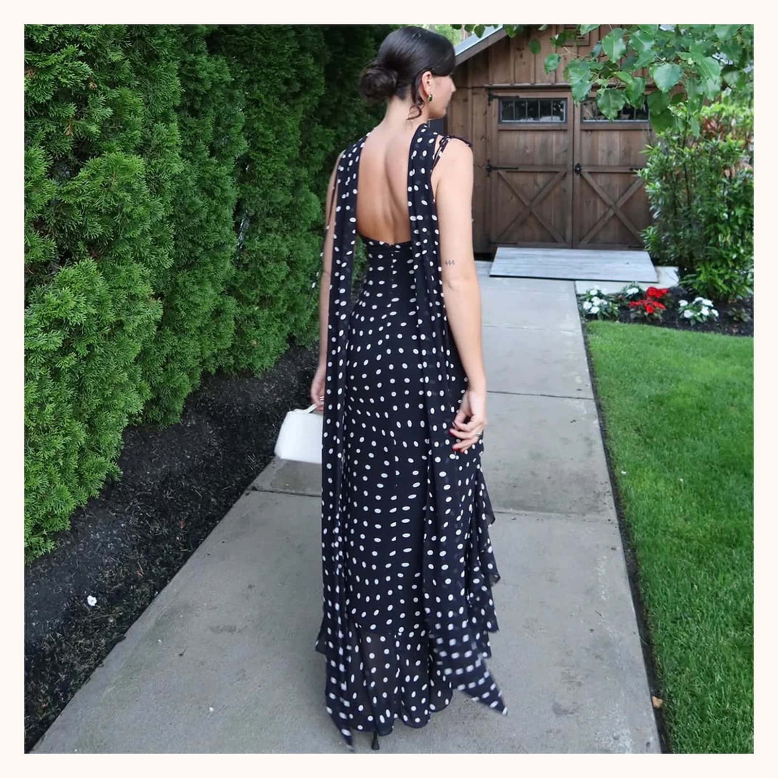 Violette Scarf Polka Dot Maxi Dress, view 2