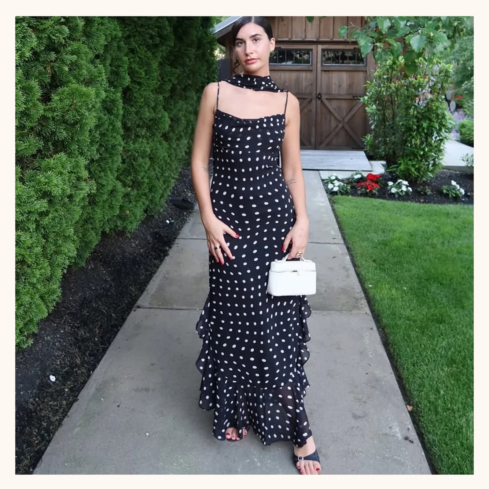 Violette Scarf Polka Dot Maxi Dress, view 3