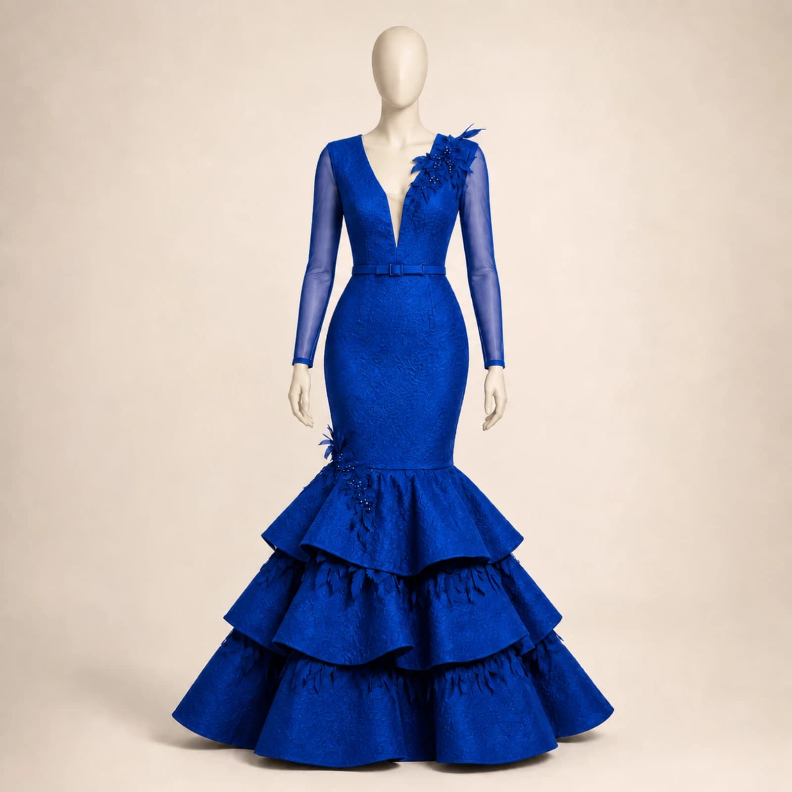 Wisteria Blue Tiered Mermaid Gown, view 1