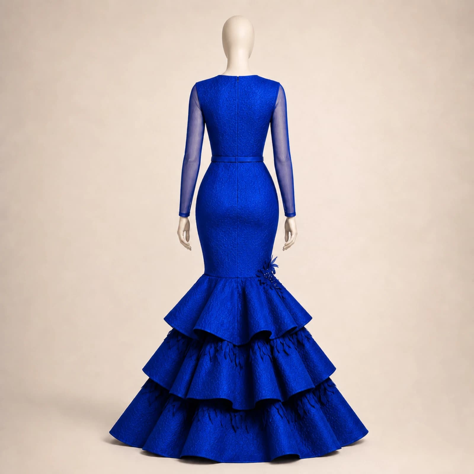 Wisteria Blue Tiered Mermaid Gown, view 2
