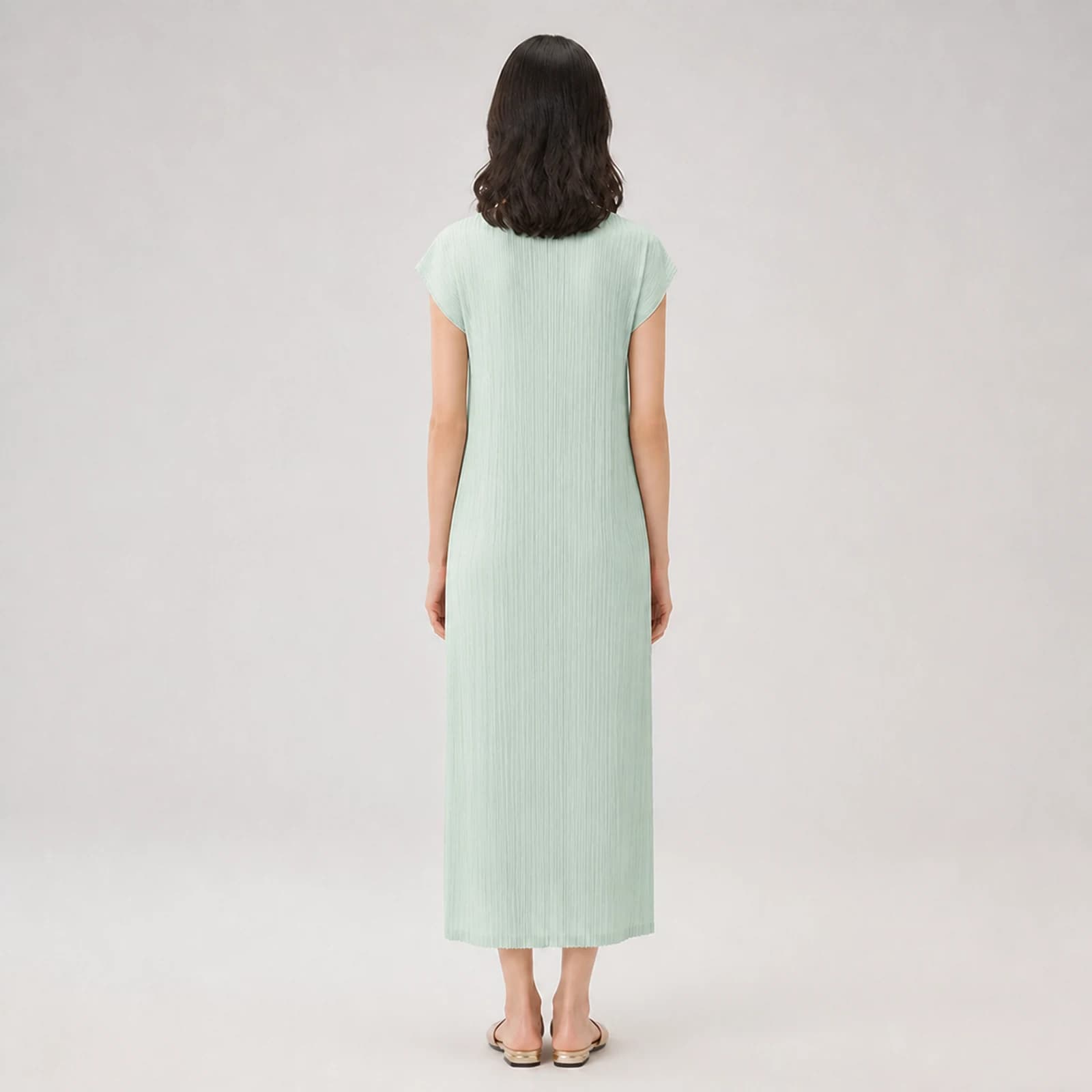 Yara Mint Pleated Midi Dress, view 2