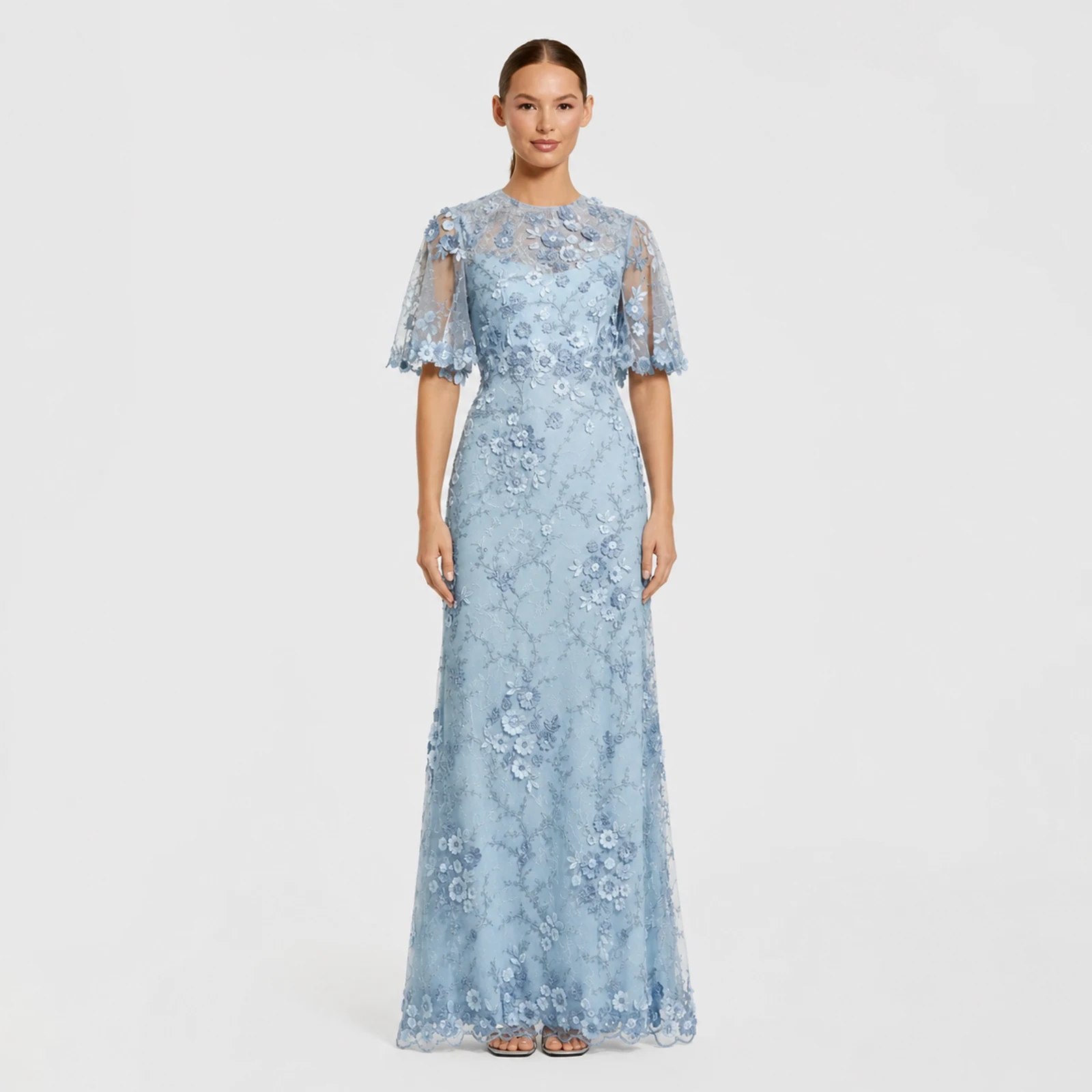 Adelia Light Blue Lace Gown, view 1
