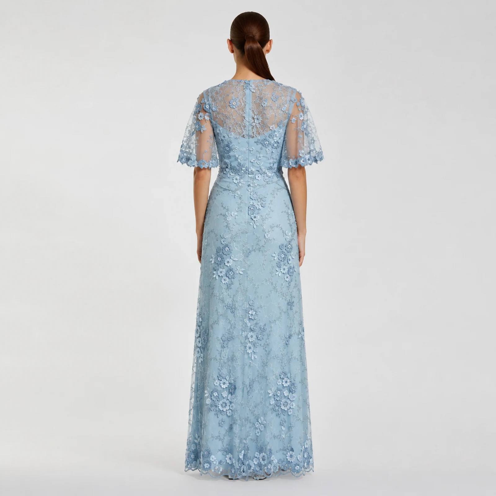 Adelia Light Blue Lace Gown, view 2