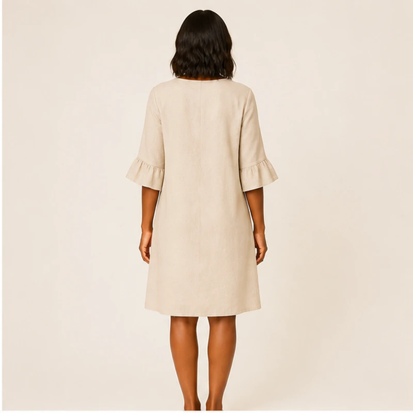 Alina Sand Linen Button Dress, view 2
