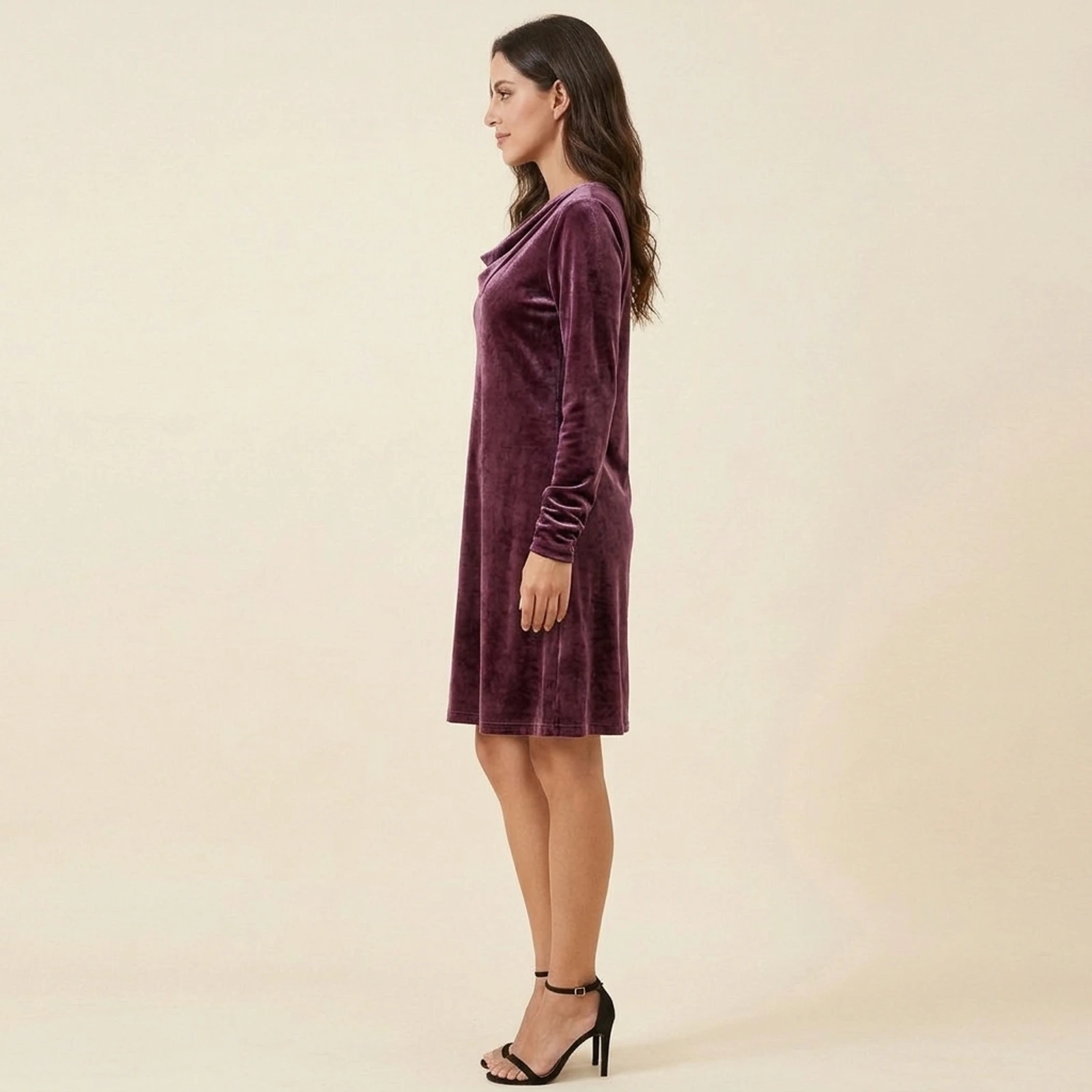 Ameixa Velvet Cowl Dress, view 3