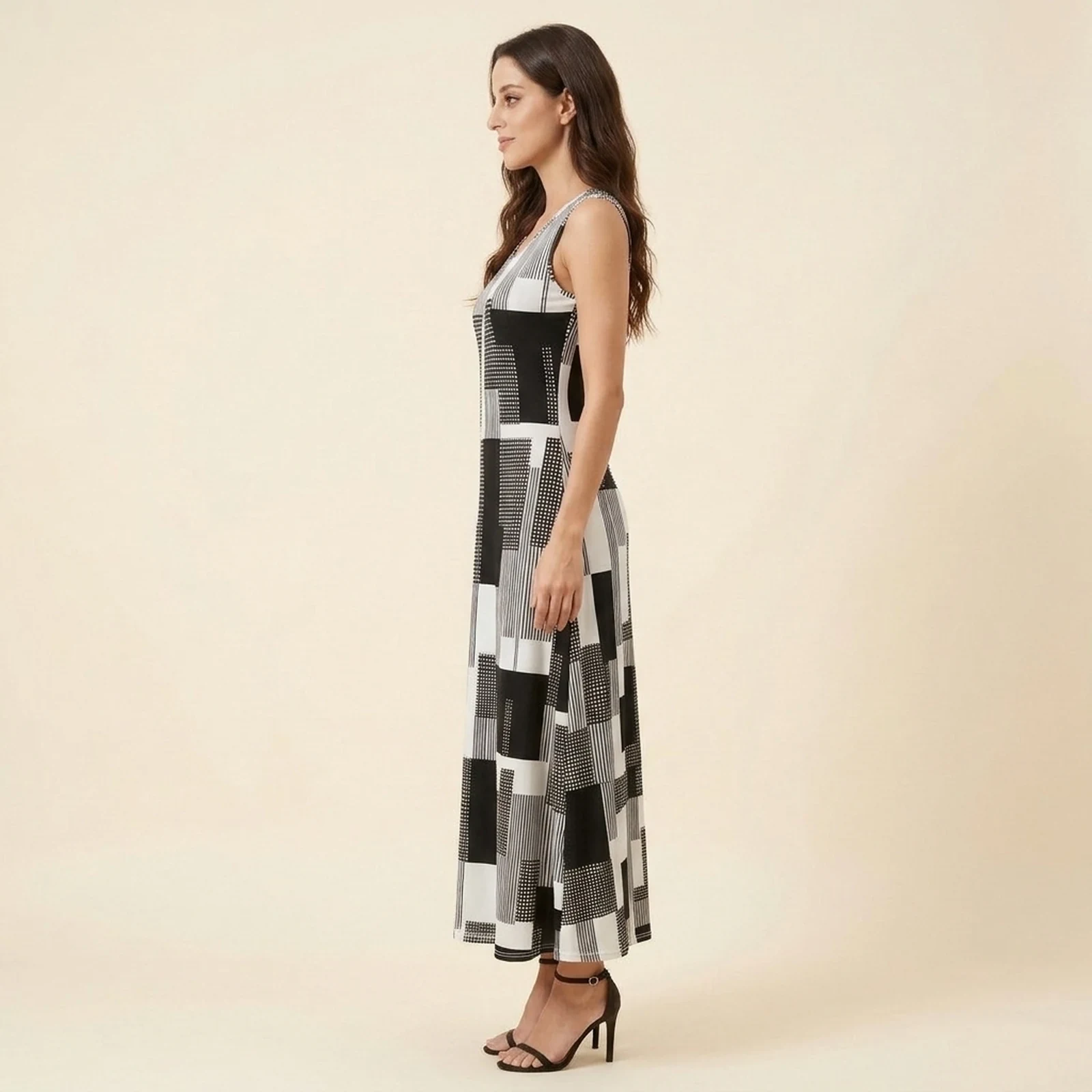 Ash Grid Maxi Dress, view 3