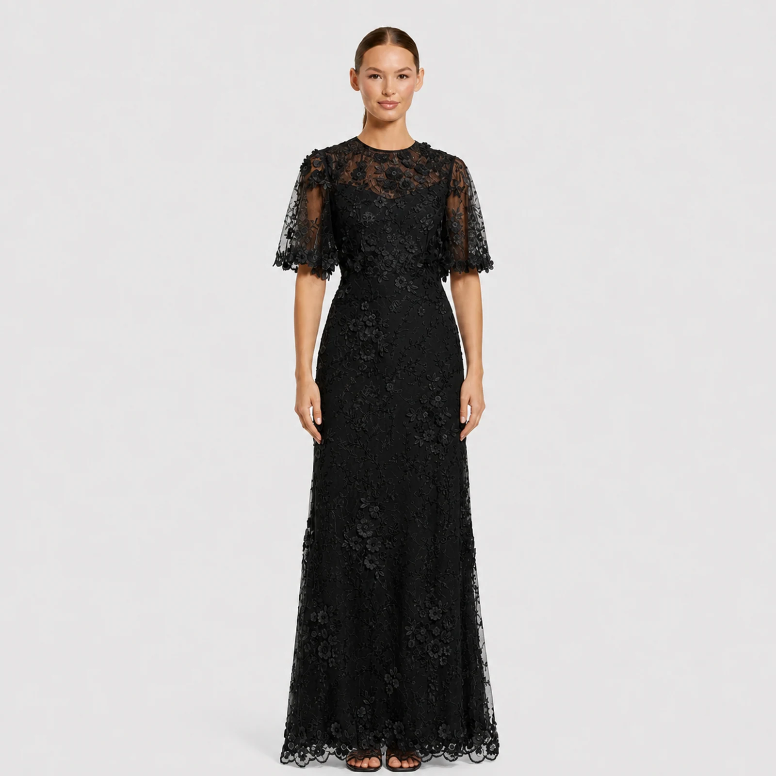 Beatrice Black Lace Gown, view 1
