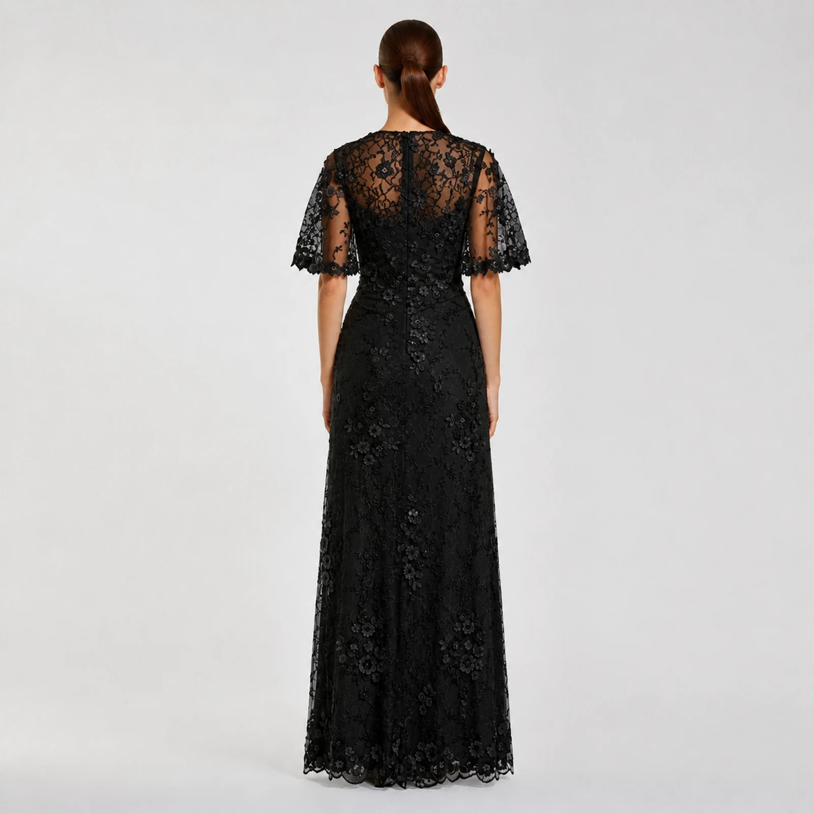 Beatrice Black Lace Gown, view 2