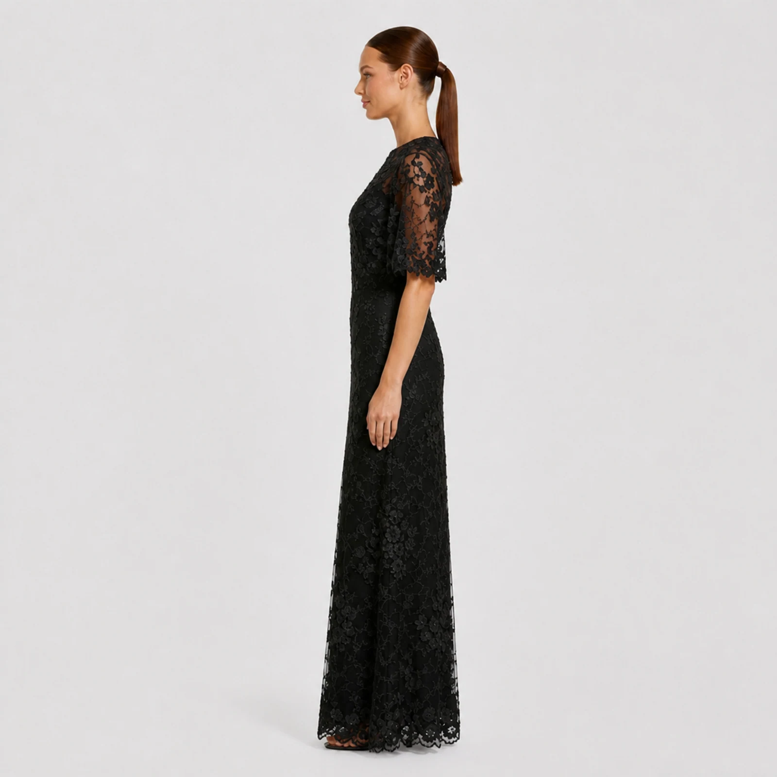 Beatrice Black Lace Gown, view 3