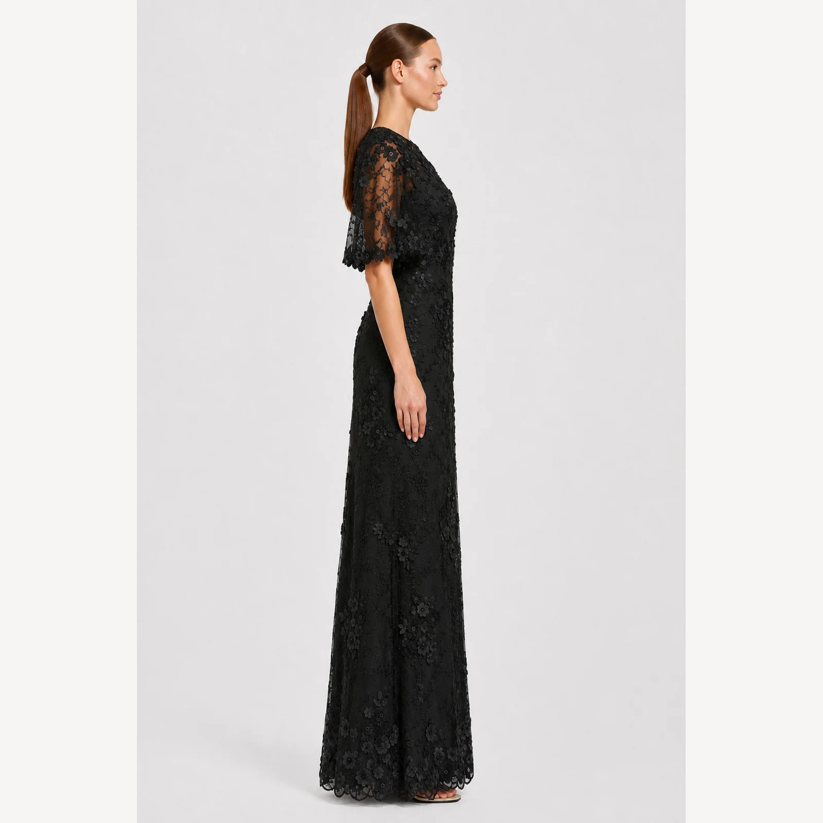 Beatrice Black Lace Gown, view 4