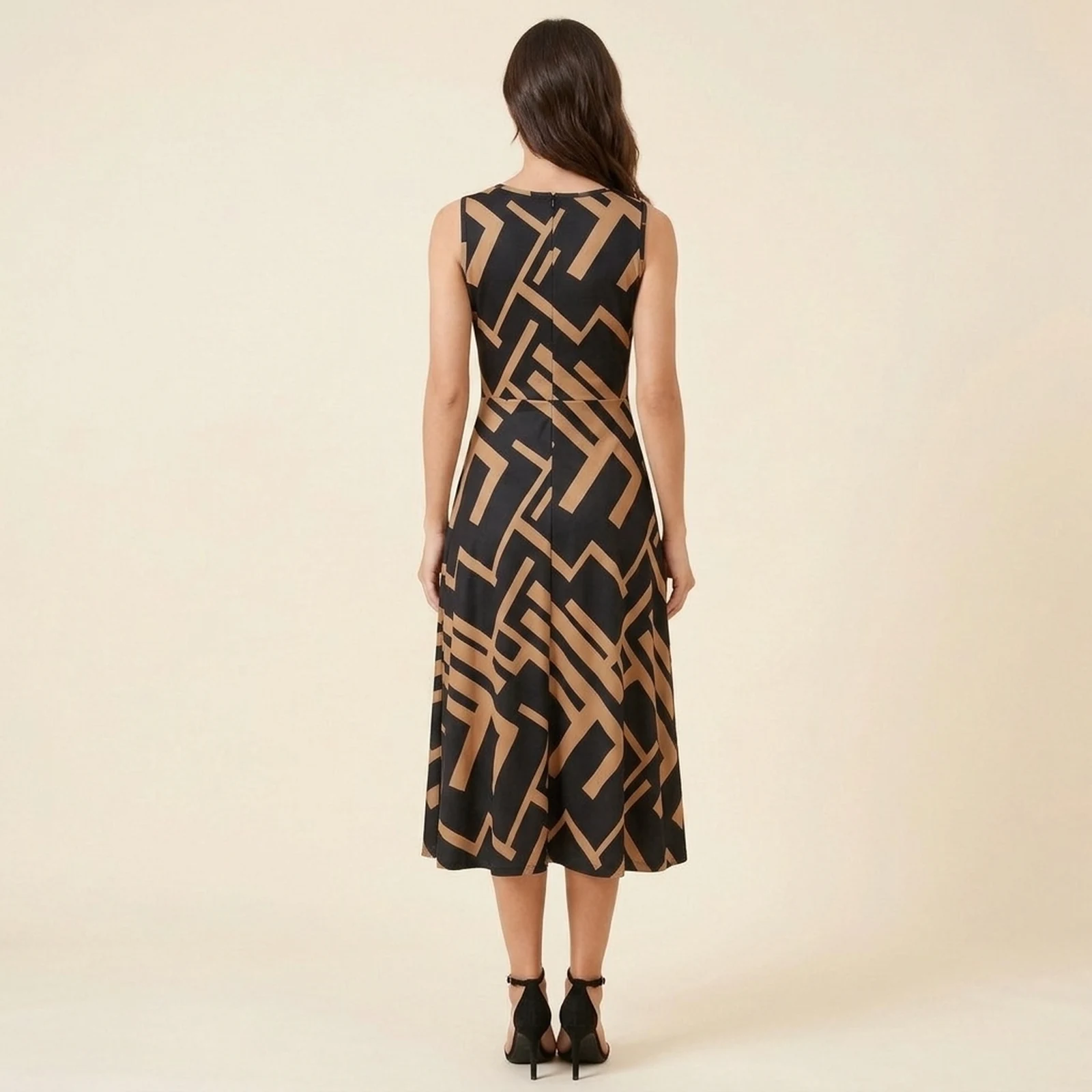 Bronze Line Swing Midi Dress, view 2